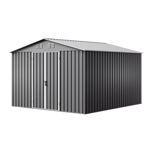 Domek ogrodowy narzędziowy NORDVIC 283x313 cm - Ocynkowany, Dwuspadowy Dach, Wentylacja, Light Grey